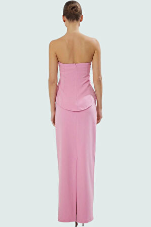 Straplez Fitted Dokuma Elbise Yaz Koleksiyonu Şık Tasarım Profesyonel Görünüm Rahat Kullanım