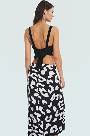 Yazlık Kadın Animal Desenli Viskoz Bluz Etek Takım Zarifane Tasarım Özenle Seçilmiş