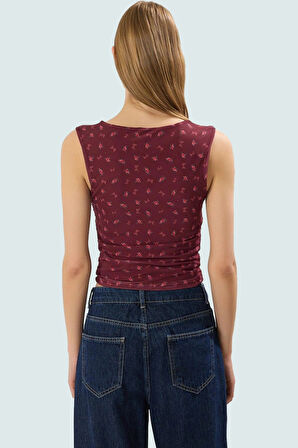 Çiçekli Örme Tül Bluz Fitted Kalıp Rahat Yazlık Trend Tasarım Zarifane