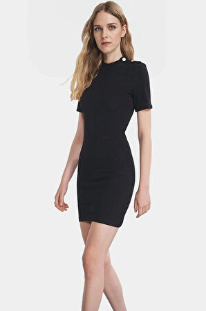 Kadın Mini Örme Elbise Bodycon Kalıp Kısa Kol Yazlık Günlük Profesyonel Görünüm Rahat Ve Şık