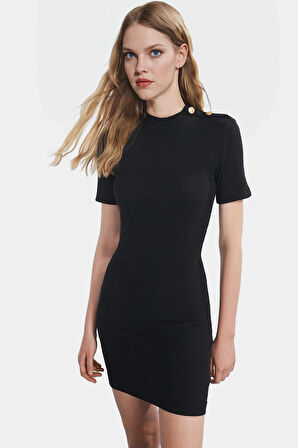 Kadın Mini Örme Elbise Bodycon Kalıp Kısa Kol Yazlık Günlük Profesyonel Görünüm Rahat Ve Şık