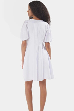 Yazlık Kısa A line Pamuklu Elbise Balon Kol Detayı Konforlu Kesim Uzun Ömürlü Şık Görünüm