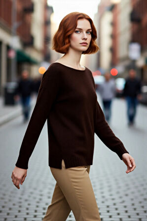 Kadın Oversize Kayık Yaka İnce Triko Kazak Günlük Kombinler İçin Şık Ve Rahat Bir Seçim Kaliteli