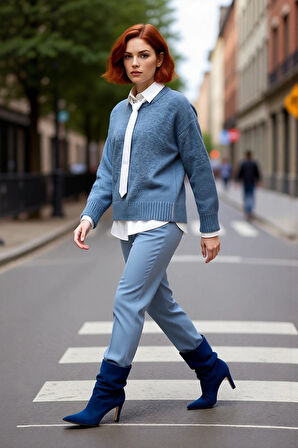 Kadın Oversize Triko Kazak Düşük Kol Bisiklet Yaka Basic Kışlık Günlük Rahat Şık Tasarım Kaliteli