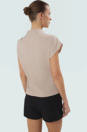 Fitted Dik Yaka Scuba Krep Örme Bluz Günlük Stil Özenle Seçilmiş Uzun Ömürlü Konforlu Kesim