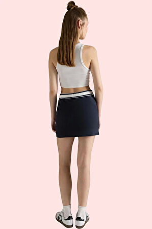 Kadın Örme Şort Etek Renk Bloklu Desen Dar Paça Yaz Aylarının Vazgeçilmezi Günlük Kullanım