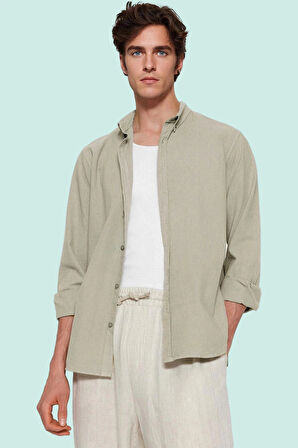 Erkek Uzun Kollu Pamuklu Gömlek Basic Siluet Günlük Kullanım Hafta Sonu Yaz Aylarının Vazgeçilmezi