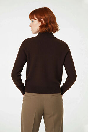 Kadın Oversize Dik Yaka Triko Kazak Reglan Kol Kışlık Günlük Şıklık Sunan Bordo Basic Tasarım