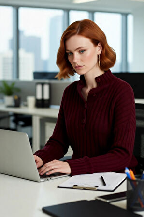 Kadın Oversize Kesim Düşük Kol Dik Yaka Fitilli Triko Kazak Kışlık Rahat ve Şık Günlük Kombinler