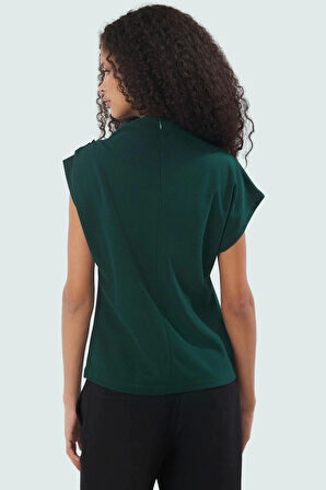 Fitted Dik Yaka Scuba Krep Örme Bluz Günlük Stil Özenle Seçilmiş Uzun Ömürlü Konforlu Kesim