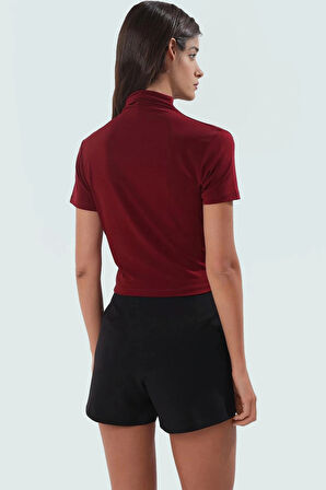 Fitted Dik Yaka Kısa Kollu Esnek Örme Bluz Yazlık Günlük Seçkin Malzeme Uzun Ömürlü