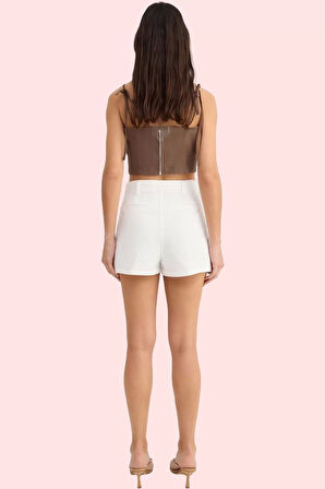 Kadın Pamuklu Gabardin Mini Şort Yüksek Bel Geniş Paça Günlük Kombinler Yaz Aylarının Vazgeçilmezi