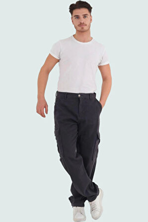 Erkek Gabardin Bol Kesim Kargo Pantolon Pamuklu Günlük Kullanım için Rahat Kaliteli Malzeme