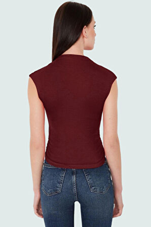 Asimetrik Kolsuz Bluz Viskoz Elastan Yazlık Fitted Dik Yaka Şık Görünüm Günlük Kullanım İçin