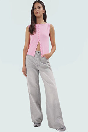 Düğmeli Fitted Vücuda Oturan Örme Bluz Regular Boy Özenle Seçilmiş Uzun Ömürlü Yüksek Kalite