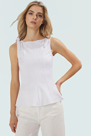 Fitted Peplum Bluz Kolsuz Bisiklet Yaka Örme Yazlık Seçkin Malzeme Yüksek Kalite