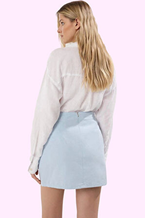 Kadın Denim Mini Etek Bağcıklı Bel Detayı Casual Günlük Stil Hafta Sonu Yaz Aylarının Vazgeçilmezi