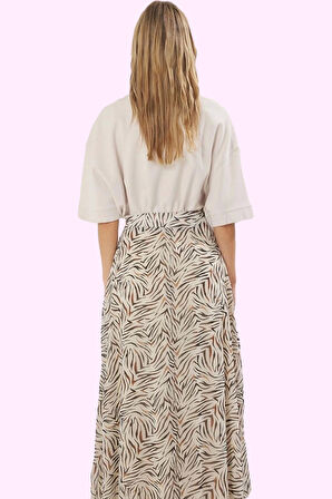 Kadın Maxi Kloş Etek Animal Desenli Rahat Günlük Yazlık Hafta Sonu Yaz Aylarının Vazgeçilmezi