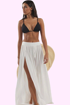 Kadın Maxi Örme Yırtmaçlı Plaj Eteği Yaz Aylarının Vazgeçilmezi A line Stilin Buluştuğu Yer