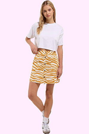 Kadın Mini A line Zebra Desenli Gabardin Etek Pamuk Yaz Aylarına Özel Stilin Buluştuğu Yer