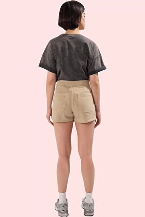 Kadın Denim Şort Etek Yüksek Bel Geniş Paça Düz Desen Pamuklu Günlük Kombinler Özel Günler