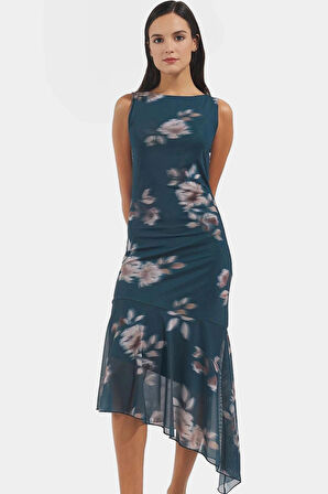 Asimetrik Midi Bodycon Elbise Örme Polyester Yazlık Günlük Dayanıklı Malzeme Premium Kalite