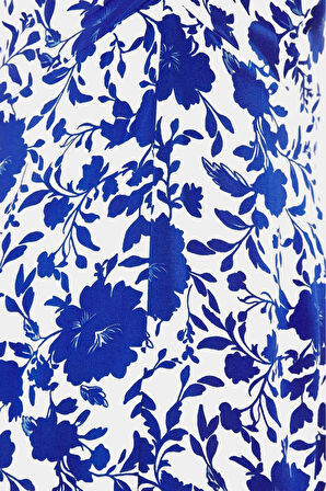 Yazlık Midi Boy V Yaka Çiçekli Elbise  Viskoz Dokuma Kumaş Rahat Günlük Stil Yüksek Kalite