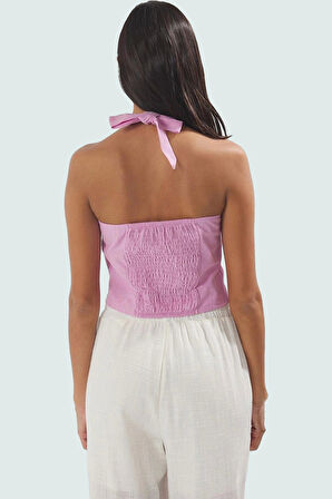 Kadın Keten Görünümlü Fitted Pamuklu Bluz Yazlık Casual Yüksek Kalite Şık Görünüm Trend Tasarım