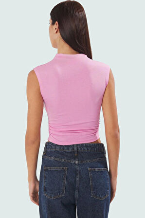 Asimetrik Kolsuz Bluz Viskoz Elastan Yazlık Fitted Dik Yaka Şık Görünüm Günlük Kullanım İçin