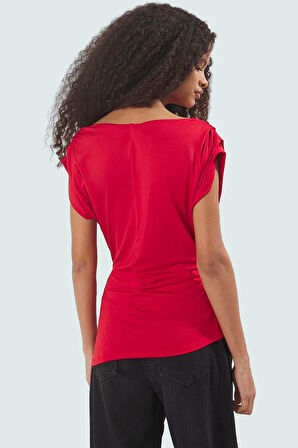 Fitted Kısa Kollu Örme Bluz Rahat Günlük Stil Zarifane Tasarım Konforlu Kesim