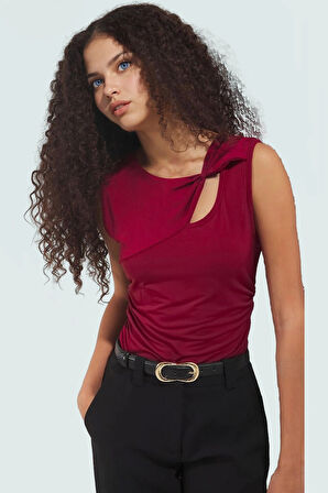 Fitted Kolsuz Örme Bluz Asimetrik Yaka Günlük Stil Profesyonel Görünüm Modern Şık