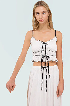 Yazlık Kadın Plaj Bluz Etek Takımı İnce Askılı Viskoz Polyester Trend Tasarım Rahat Kullanım