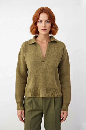 Kadın Oversize Polo Yaka Triko Kazak Kışlık Soğuk Hava Şıklığı İçin İdeal Günlük Kombinler