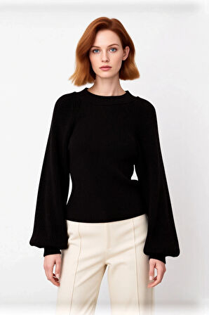 Kadın Fitted Kalıp Dik Yaka Triko Kazak Fitilli Dokuma Uzun Kollu Günlük Şık Kışlık Giyim Seçeneği