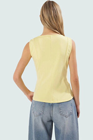 Kadın Fitted Peplum Kolsuz Örme Bluz Seçkin Malzeme Rahat Kullanım Zarifane Tasarım