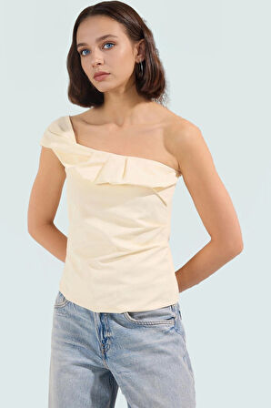 Tek Omuzli Terrycotton Bluz Regular Kalip Yazlik Casual Tarz Modern Stil Kaliteli İşçilik