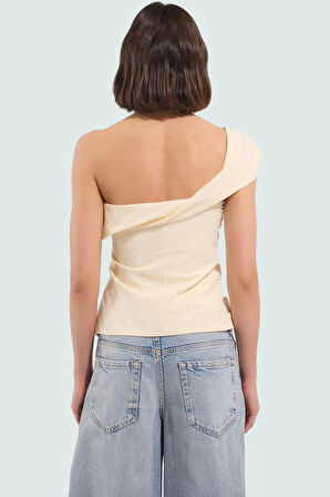 Tek Omuzli Terrycotton Bluz Regular Kalip Yazlik Casual Tarz Modern Stil Kaliteli İşçilik