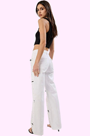 Kadın Geniş Paça Jean Pantolon Pamuk Günlük Şıklık Modern Tasarım Yaz Aylarının Vazgeçilmezi