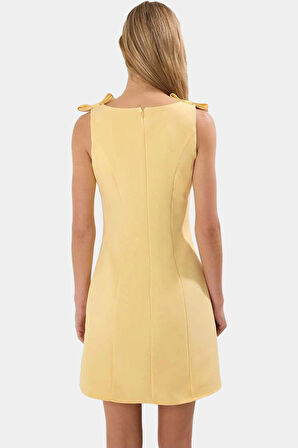 Yazlık A Kesim Fiyonklu Mini Dokuma Elbise Zarifane Tasarım Mükemmel Uyum