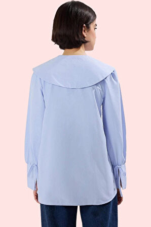 Kadın Dokuma Gömlek Yaka Detaylı Uzun Kollu Günlük Stil Hafta Sonu Yaz Aylarının Vazgeçilmezi