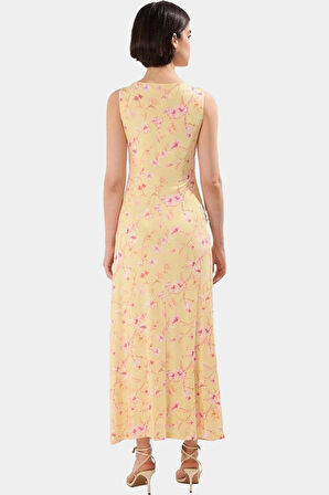 Yazlık Çiçekli Bodycon Elbise Maxi Uzunluk Örme Kumaş Premium Kalite Profesyonel Görünüm Uzun Ömürlü