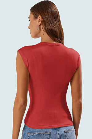 Kadın Viskoz Ribana Fitted Bluz Günlük Yazlık Rahat Kesim Özel Tasarım Seçkin Malzeme