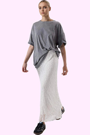 Kadın A line Dantel Midi Etek Yüksek Bel Yaz Aylarının Vazgeçilmezi Günlük Kullanım Hafta Sonu