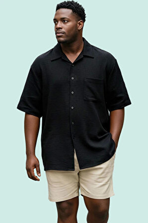 Erkek Büyük Beden Kaşkorse Örme Gömlek Düz Desen Günlük Kullanım Yaz Aylarının Vazgeçilmezi