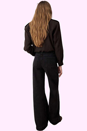 Kadın Geniş Paça Uzun Boy Jean Pantolon Rahat Kalıp Pamuk Günlük Kullanım Kaliteli Malzeme