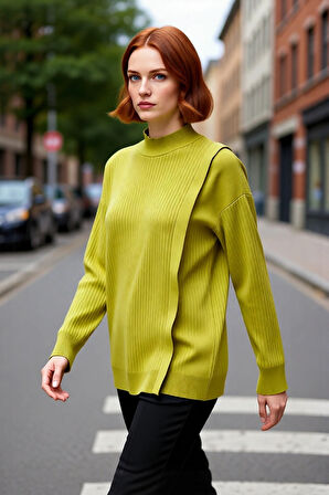 Kadın Regular Kalıp Ribana Dokulu Triko Kazak Tesettür Giyim İçin Şık Ve Rahat Uzun Kollu Tasarım