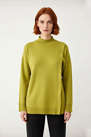 Kadın Regular Kalıp Ribana Dokulu Triko Kazak Tesettür Giyim İçin Şık Ve Rahat Uzun Kollu Tasarım