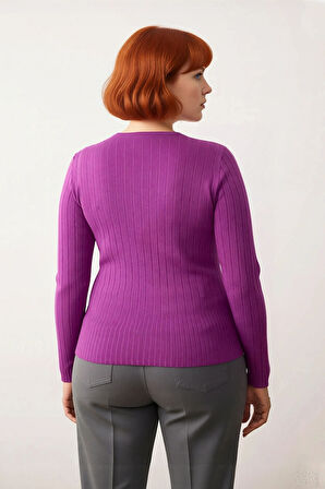 Kadın Fitilli Bodycone İnce Triko Bluz Bisiklet Yaka Standart Kol Günlük Şık Kombinler İçin İdeal