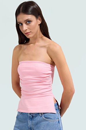 Kadın Straplez Fitted Örme Bluz Yazlık Günlük Kullanım Modern Stil Rahat