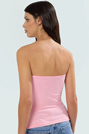 Kadın Straplez Fitted Örme Bluz Yazlık Günlük Kullanım Modern Stil Rahat